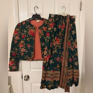 Vintage 80s Vera Bradley 2-Piece Set in Indiana Green Cottage